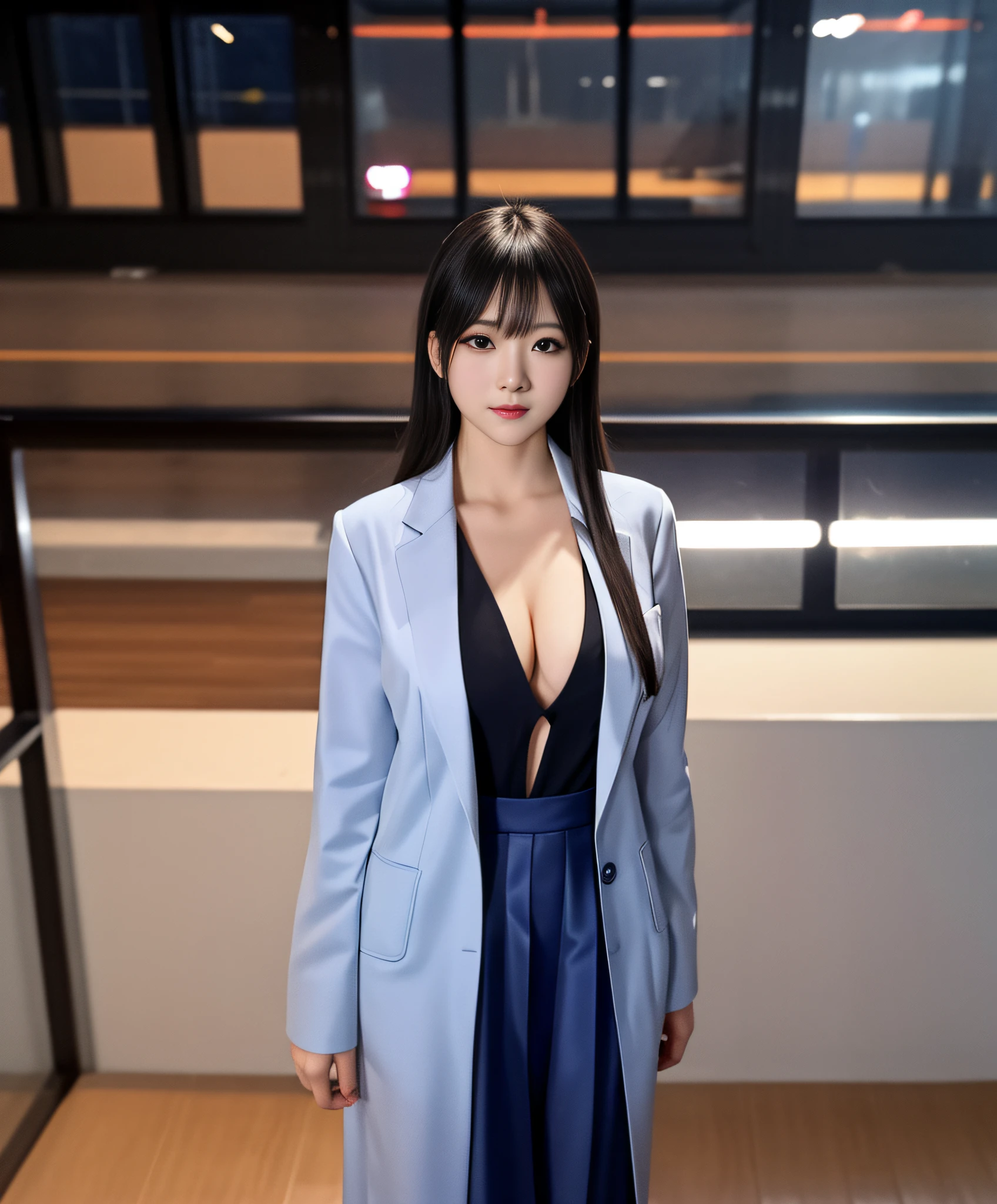 Best quality、tmasterpiece、A high resolution、1girll、There is one wearing a suit,, wearing shirt, oppai, cleavage, Open V chest clothes, Breast coverage and SF, wearing a strict business suit, the breasts are large, Big breasts, Big breasts!, Oppein Proportions, thicc, Open shirt, With large breasts, Clothing that exposes, sfv, dressed in a suit、pretty face、Physically、Tyndall effect、realisticlying、Shadow Studio、edge lit、bicolor lighting、(highdetailskin:1.2)、8K, Ultra HD、Digital SLR、softlighting、high high quality、volumettic light、sneak shot、photore、A high resolution、4K、8K、The background is blurred out,