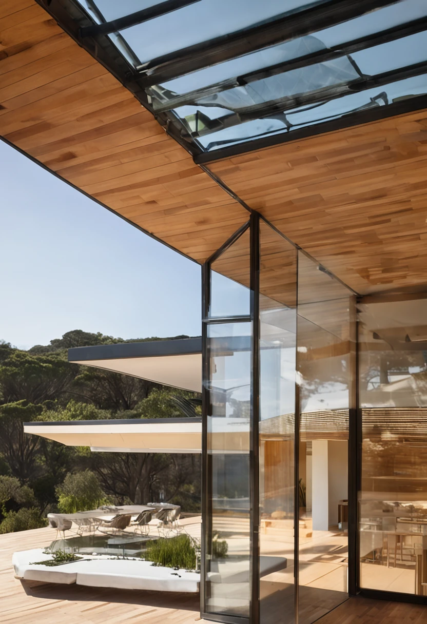 On a horizon of warm colors and clear skies, The vision of a modern home comes to life. The roof of this house is a symphony of gleaming solar panels, capturing the energy of the sun in its luminous dance. Intense sunlight is transformed into clean, eletricidade eficiente, Boost the house in a sustainable way.
Uma fachada de vidro transparente permite vislumbrar o interior convidativo, onde dispositivos inteligentes otimizam o consumo de energia. Solar panels don't just adorn the roof, But they also symbolize a shift toward an eco-conscious lifestyle. A lush garden around the house adds a natural and ecological touch.
The image conveys a sense of energetic empowerment, where every ray of sunshine is transformed into energy to illuminate homes and lives. This scenario is a visual invitation to a sustainable and intelligent energy future, where solar energy shines as the solution to a cleaner and more resilient world