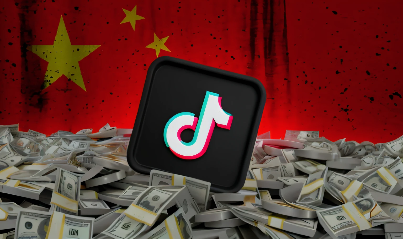 There is a pile of money with a Chinese flag in the background, TikTok, trending on tiktok, tiktok video, 60%, 8 0 mil, Imagem UHD do TikTok 4K, 8k)), jia, Pequim, Justino Sol, hou China, 3 2 mil, 32k, China, trending ，, 56k, 🚀🌈🤩 estilo minimalista