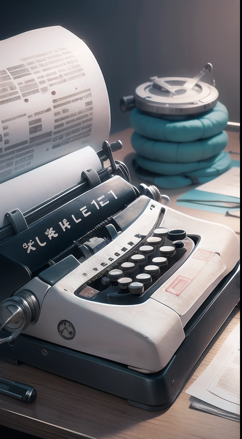 Use a typewriter to create a print on a T-shirt.