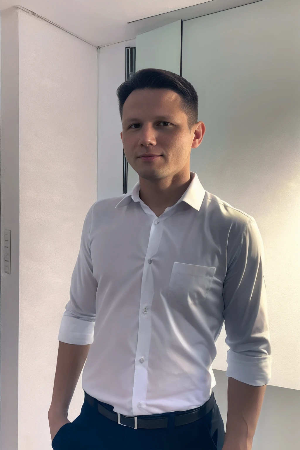 Slawomir Mentzen, 1 guy, 18 anos, parte superior do corpo, fundo branco, Terno Preto, musculoso, homossexual, pose gay, hands in a pocket