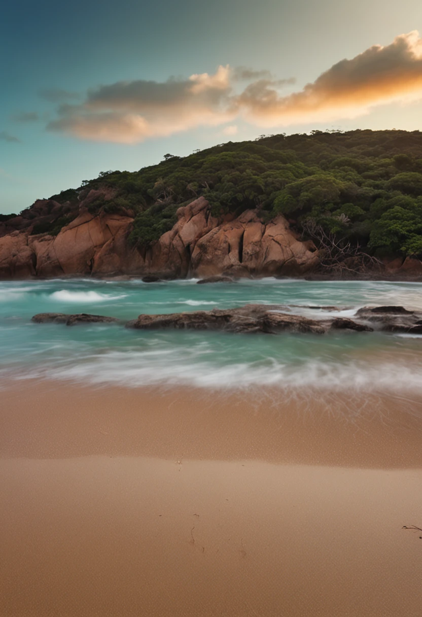 crie um cenaro de natureza, praia, mar, ceu, cores vivas, bela paisagem, melhor qualidade, areia da praia, vista do espectador