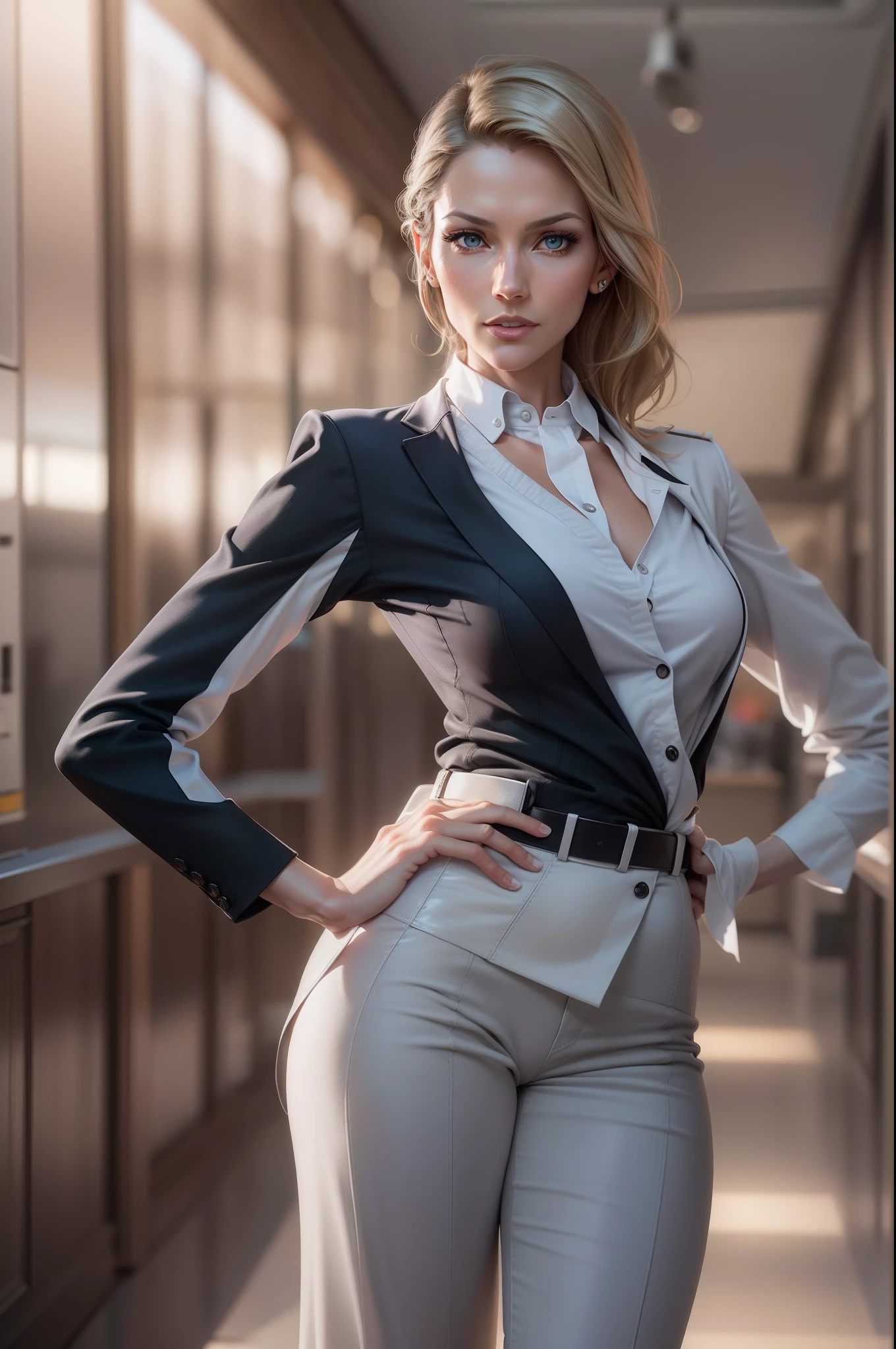 (best quality,8k:1.2,high resolution:1.2),ultra-detalhado,character design sheet,Realistic,retro future female,walking in direction to observer,long hair,rosto extremamente detalhados,long eyelashes,all sheer beige micro dress, beige tights, sheer gloves, Glossy retro accessories, Physically-based rendering, foco nítido, studio lighting