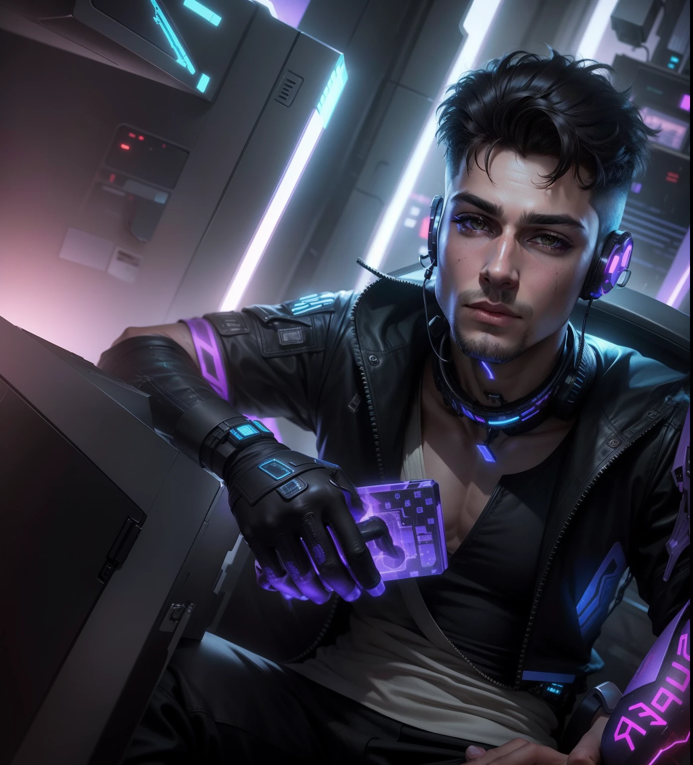 Change background cyberpunk handsome boy realistic face 8k ultra realistic