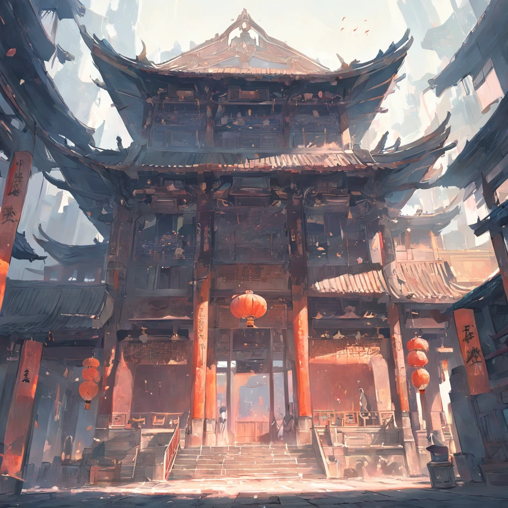 There is a building， Ancient Chinese architecture, Chinese architecture Ancient buildings
