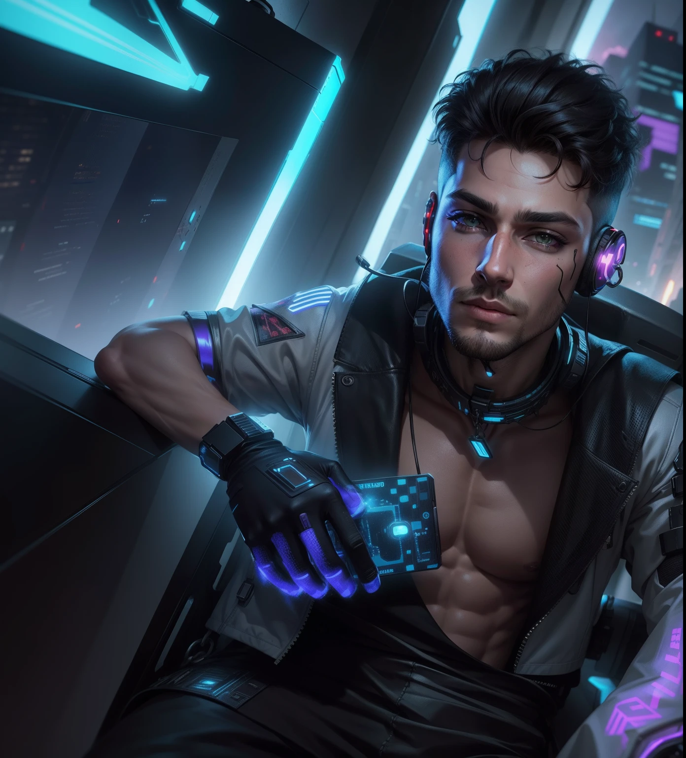 Change background cyberpunk handsome boy realistic face 8k ultra realistic
