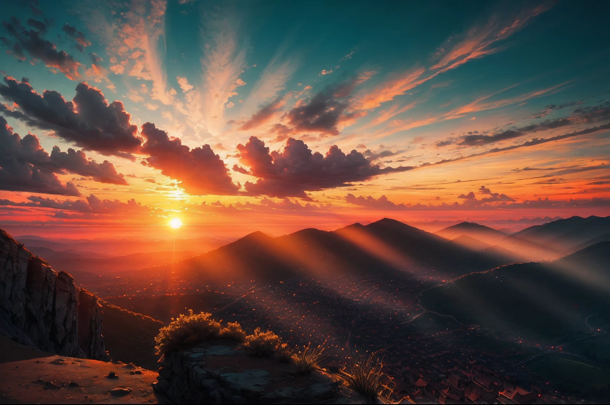 "A breathtaking depiction of a vibrant and captivating sunset."