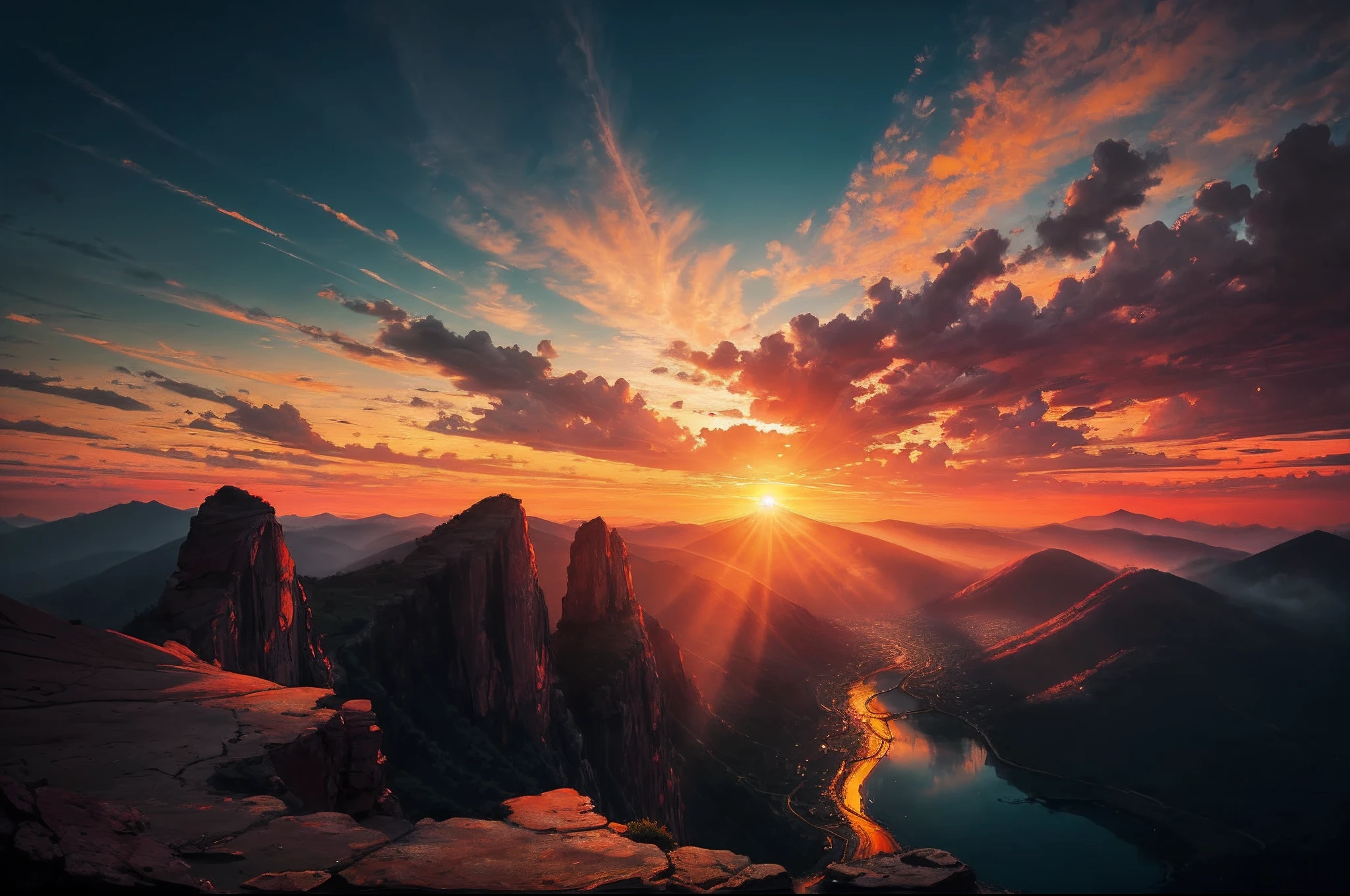 "A breathtaking depiction of a vibrant and captivating sunset."