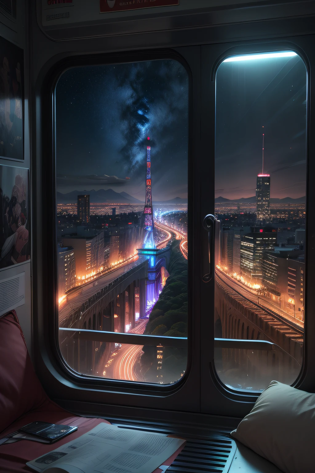 （In the background, the main thing，Look straight out the window，A thriving tech city at night，I was sitting inside the train， wallpaper hd， amazing wallpapers， High quality desktop wallpaper， Franz Hergi， high-quality wallpaper， Nature wallpaper， Beautiful oil matte painting， Majestic nature， amazing scenery， Amazing landscape images， beautiful wallpaper，Maximum rivets，very beautiful scenery）））