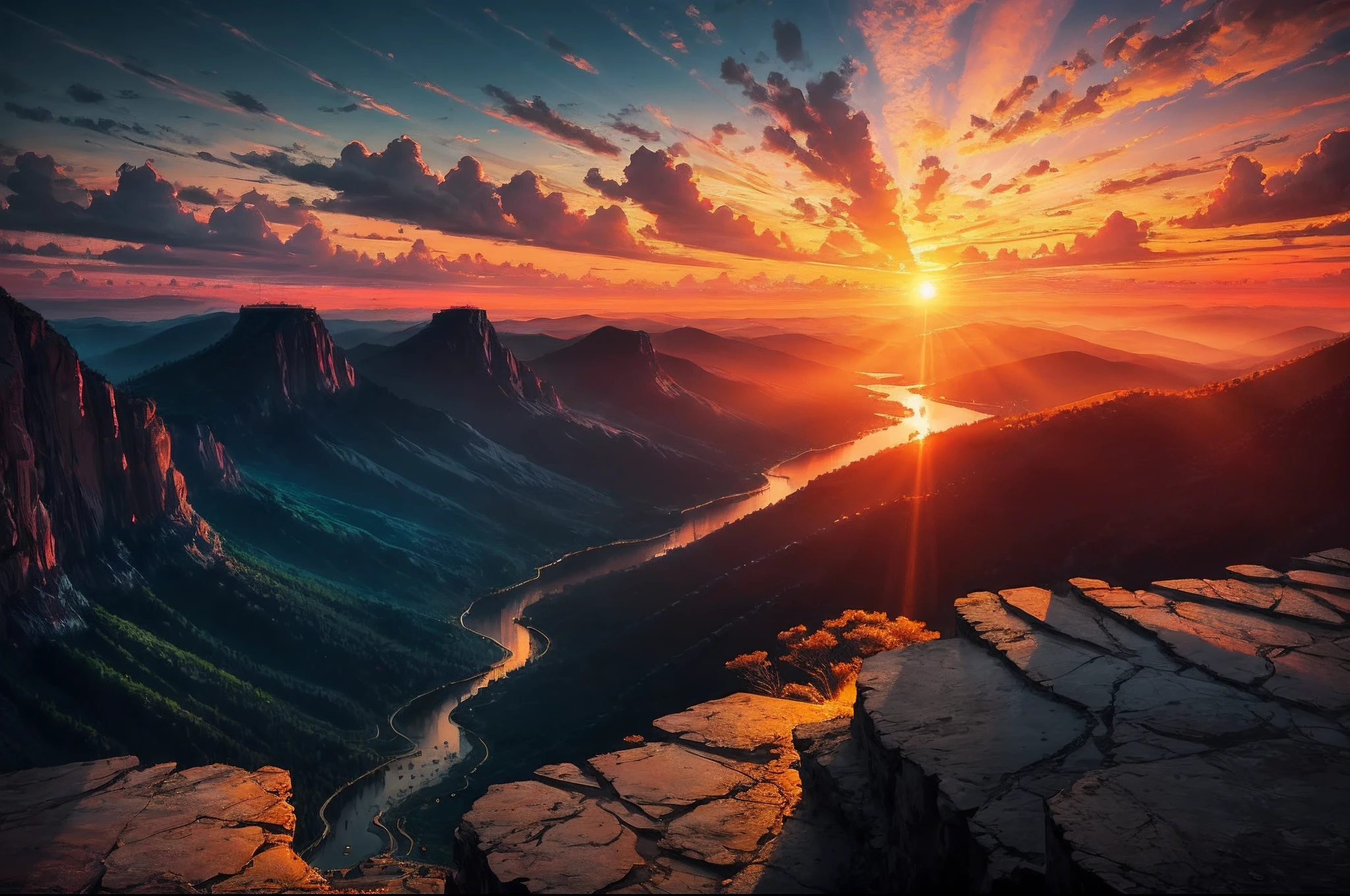 "A breathtaking depiction of a vibrant and captivating sunset."