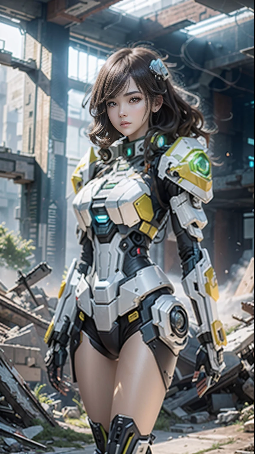 ((Best quality)), ((masterpiece)), (highly detailed:1.3), 3D,Shitu-mecha, beautiful cyberpunk women with her mecha in the ruins of city from a forgoten war, ancient technology,HDR (High Dynamic Range),Ray Tracing,NVIDIA RTX,Super-Resolution,Unreal 5,Subsurface scattering,PBR Texturing,Post-processing,Anisotropic Filtering,Depth-of-field,Maximum clarity and sharpness,Multi-layered textures,Albedo and Specular maps,Surface shading,Accurate simulation of light-material interaction,Perfect proportions,Octane Render,Two-tone lighting,Low ISO,White balance,Rule of thirds,Wide aperature,8K RAW,Efficient Sub-Pixel,sub-pixel convolution,luminescent particles,light scattering,Tyndall effect