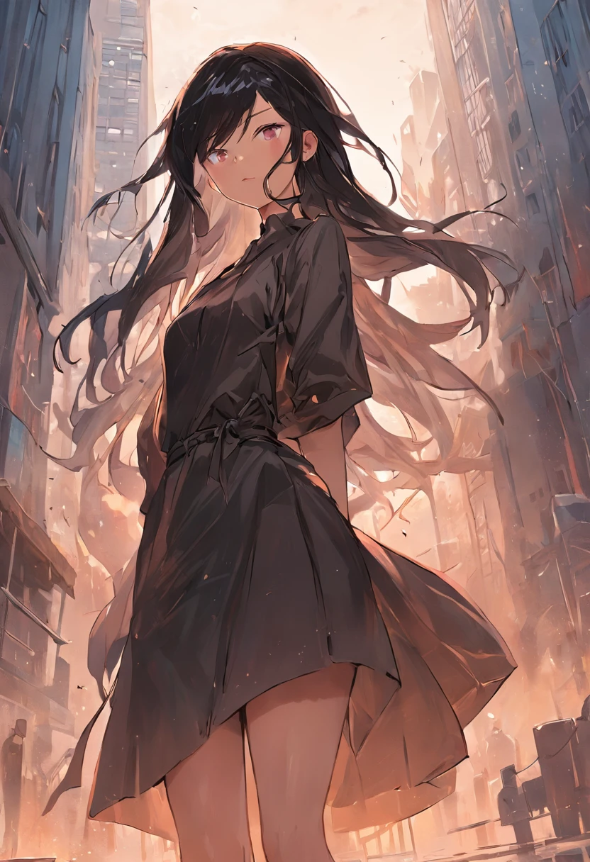 hight resolution, top-quality, ultra-quality, The ultra-detailliert, lighting like a movie、Brown skin、Black skin、Black skin、Girl spreading her legs、校服、Black Hair Ponytail、Lots of hair 、full of sweat、Wearing sweat、On the high ground of the city、