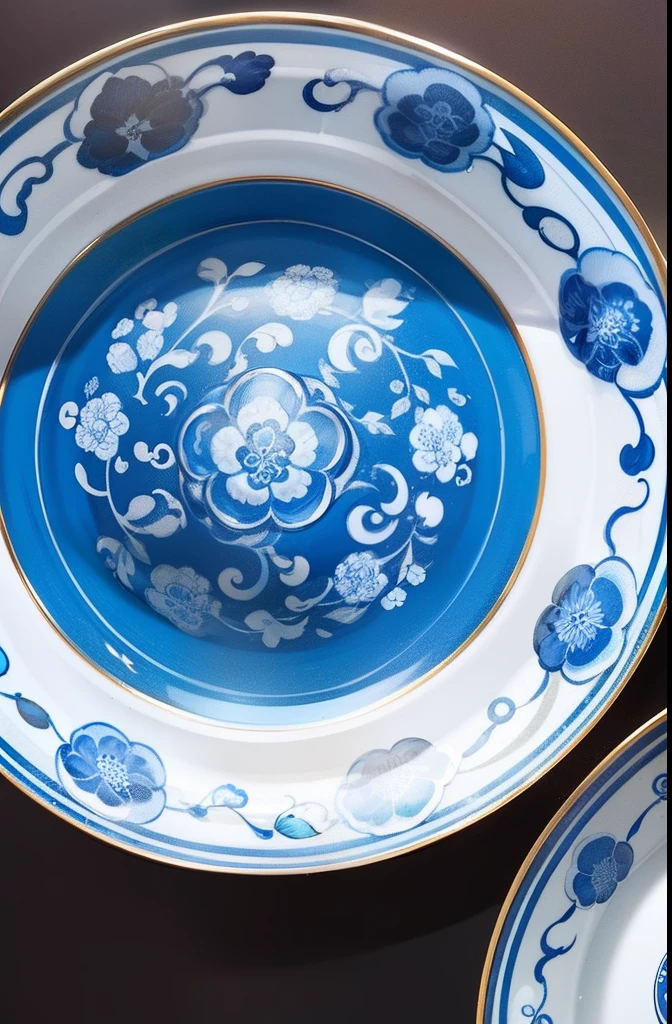 chinaware,Blue and white porcelain,Qing Xuantong blue and white porcelain,distinctive,Close-up of details,photorealestic,high saturated,plethora of colors,Dark pattern,dear,Chinese dragon motif,The full picture of the item,(Whole body diagram:1.2)