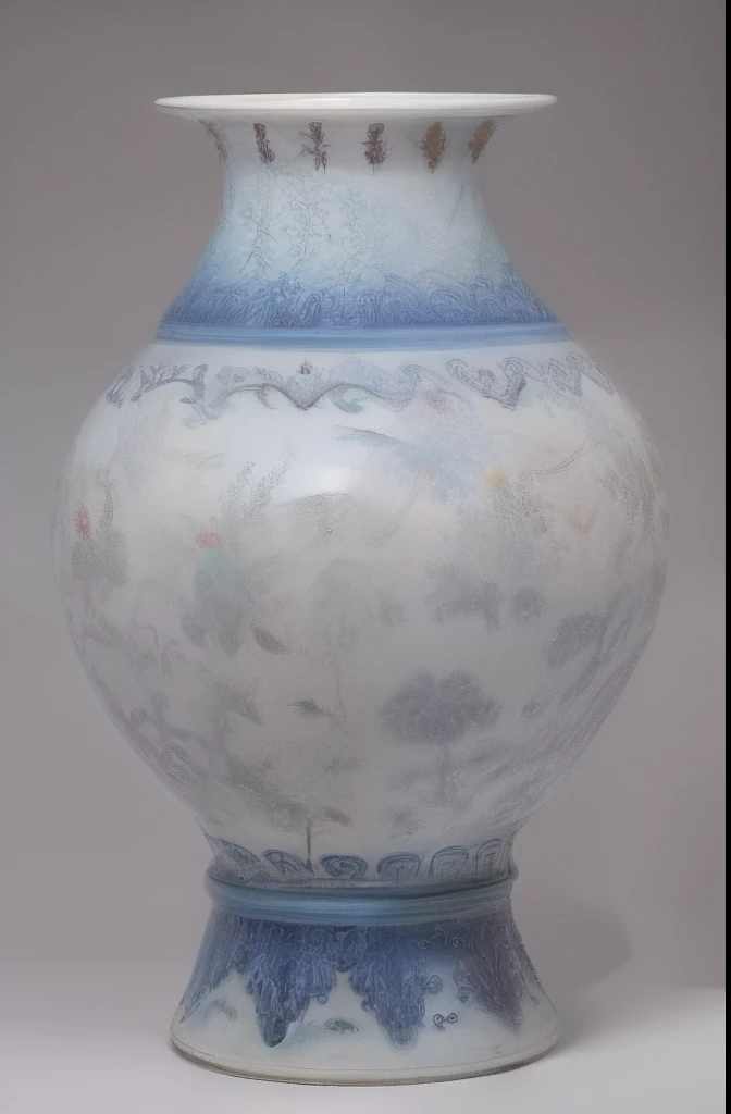 chinaware,Blue and white porcelain,distinctive,Close-up of details,(White bottle,Purple pattern)