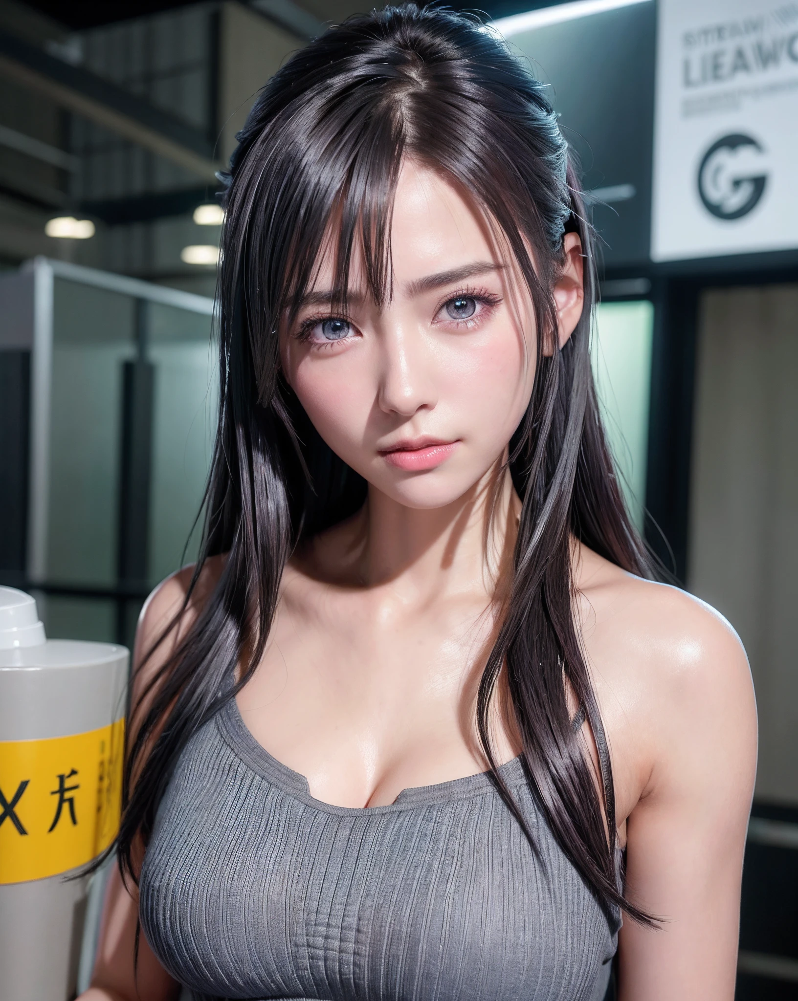 top-quality、8K Masterpiece、超A high resolution、(Photorealsitic:1.3)、Raw photo、1人、silver white hair、glowy skin、1 Cyberpunk Super Beautiful Soldier、((super realistic details))、portlate、globalillumination、Shadow、octan render、8K、ultrasharp、beauty breast、Raw skin is exposed in cleavage、metals、cold color、、highly intricate detail、Realistic light、CGSoation Trends、Beautiful eyes、radiant eyes、Facing the camera、neon details、