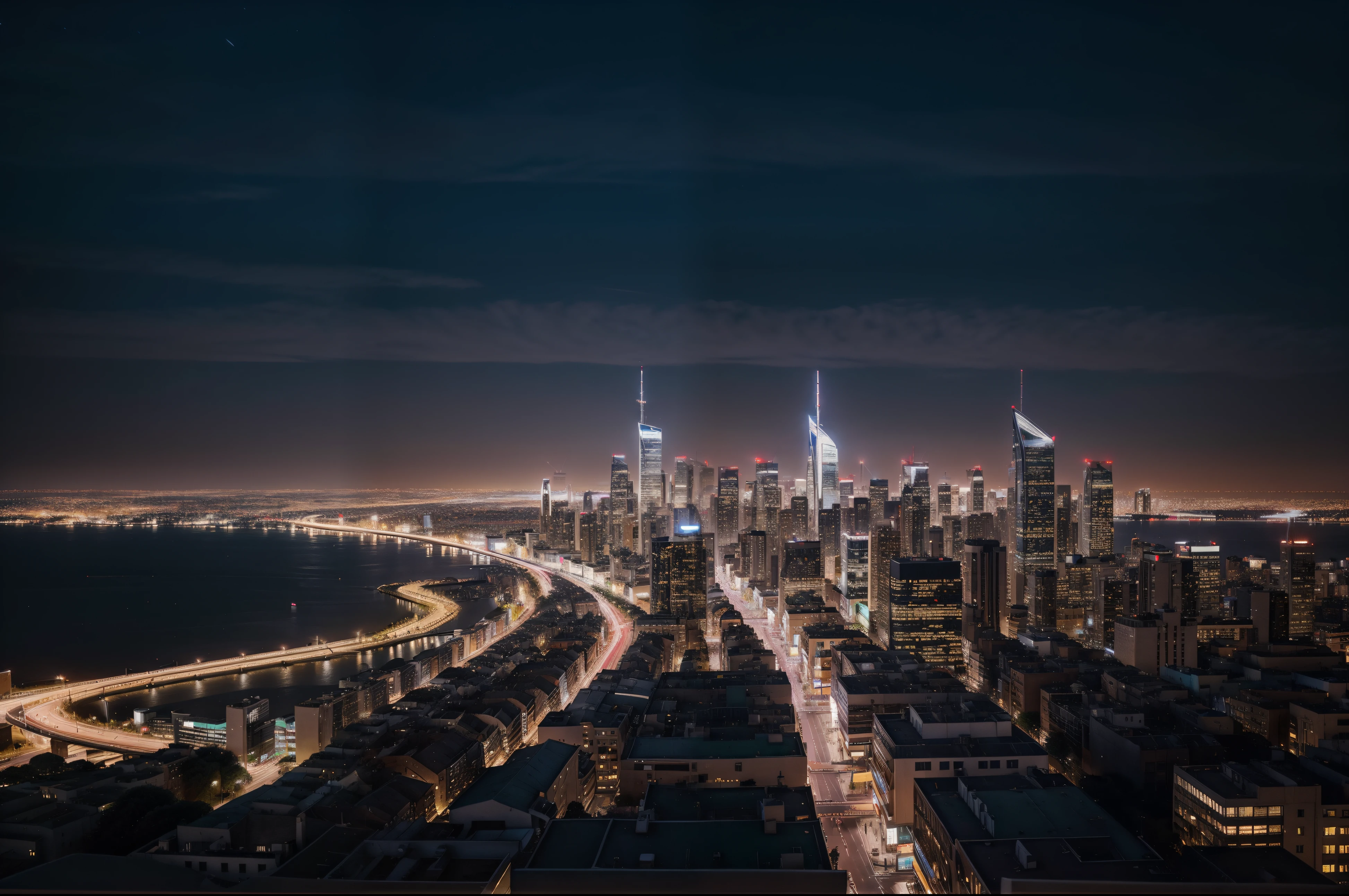arafficial city skyline at night , beautiful cityscape, best on adobe stock, shutterstock, , beautiful cityscape background, mesmerizing, beautifully lit buildings, photo of futuristic cityscape, city in the background, city, cityscape, 2 0 2 2 photo, trending on shutterstock, beautiful city, luxurious, surrounding the city, magnificent background