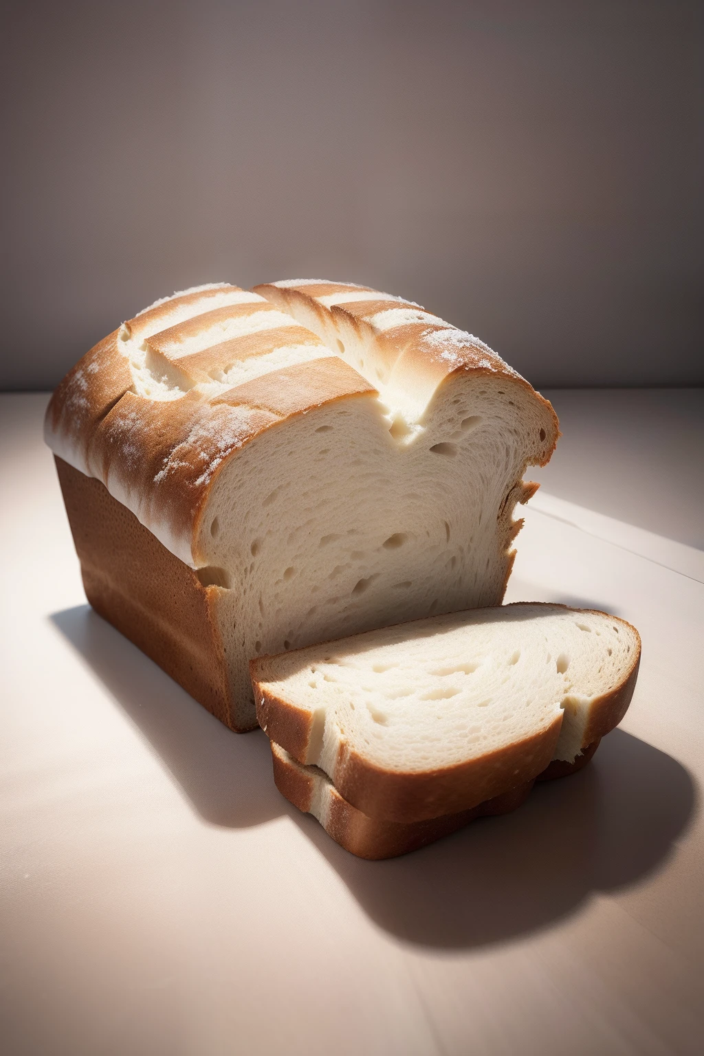 A whole bread，A sliced loaf of bread，white backgrounid，Photographic works，delicacies