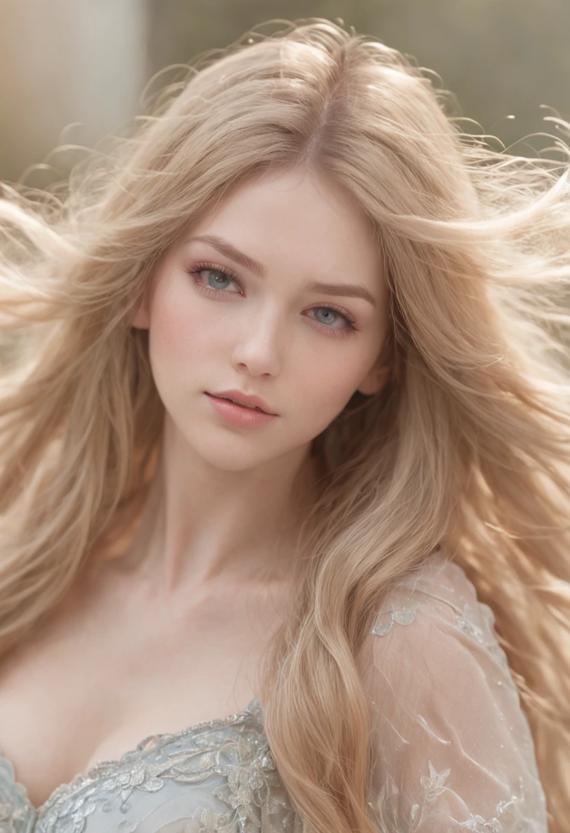 1 girl, very disheveled hair, |blonde, very beautiful long shiny hair, very beautiful pretty face, shiny shiny beautiful skin, solo, super high quality, hard focus, film grain, super high resolution, masterpiece, sparkling nice detailed crystal clear light blue eyes,