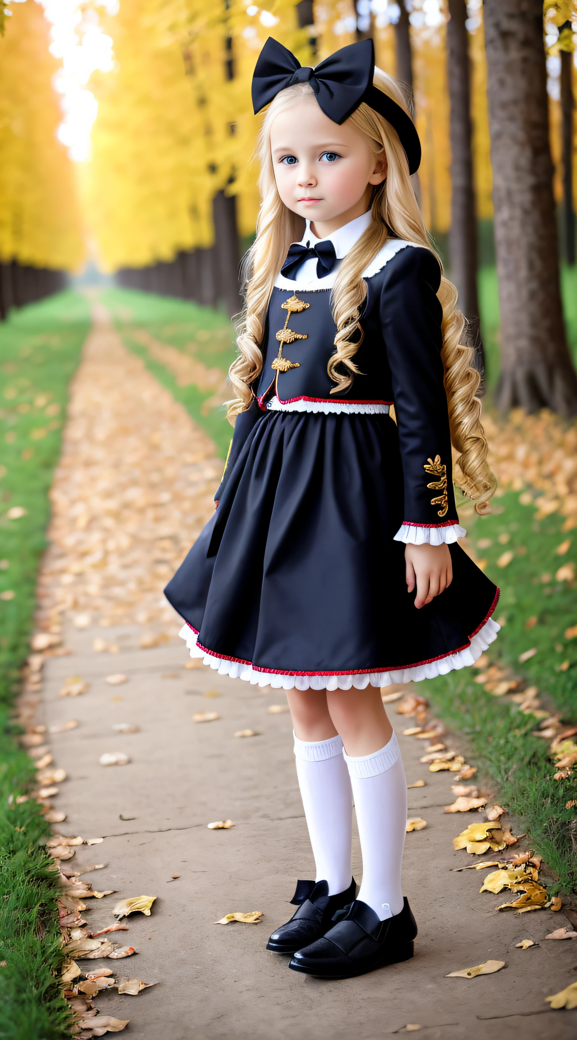 Russian, , Portrait , Long blonde hair and bow,Layered skirt,Noble,opulent,cropped shoulders