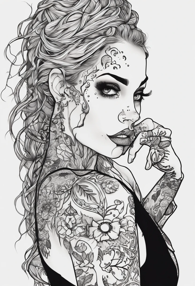 um close up de uma mulher com tatuagens no corpo, uma tatuagem inspirada em Hedi Xandt, Tumblr, gothic art, corpo totalmente tatuado, Coberto, corpo tatuado, very beautiful goth top model, tatuagens de corpo inteiro, tatuagens de corpo inteiro, com tatuagens, tatuagens por toda a pele, estilo de tinta, gothic aesthetic