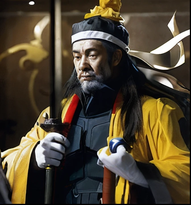 Man with a sword and a yellow robe