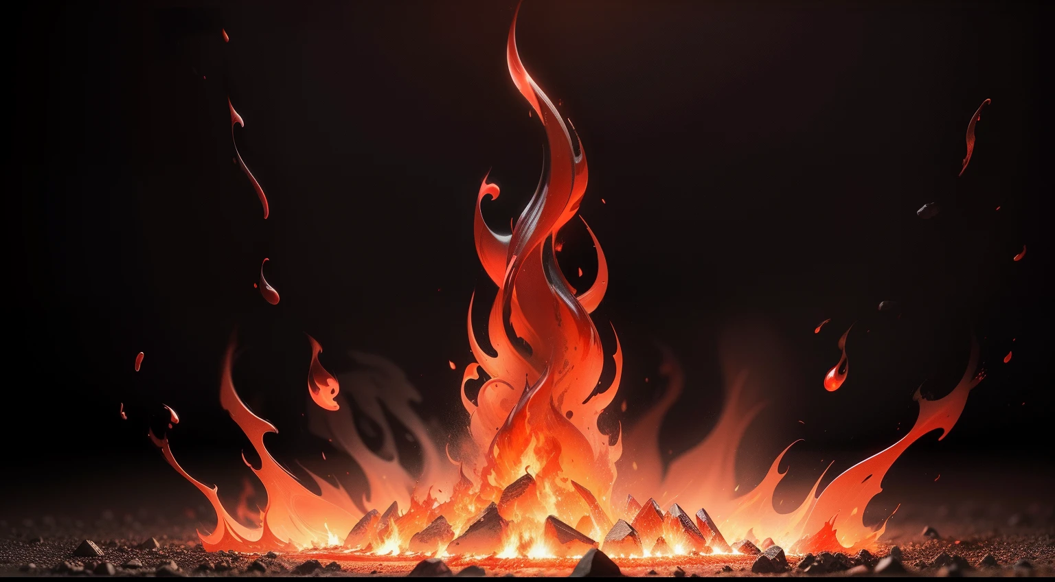 glowing fire flame, red black and white colors, intense background, maximum photographic quality, 3d image, highly realistic