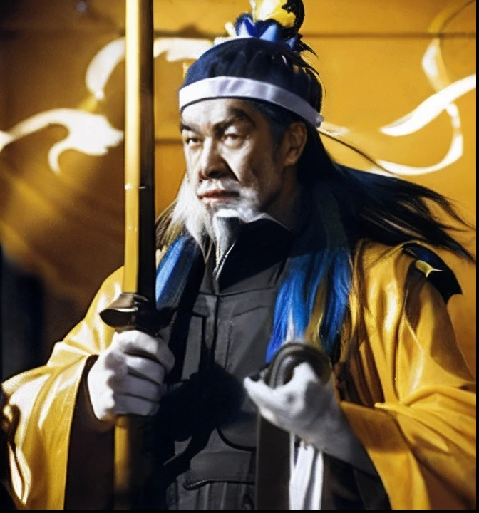 Man with a sword and a yellow robe