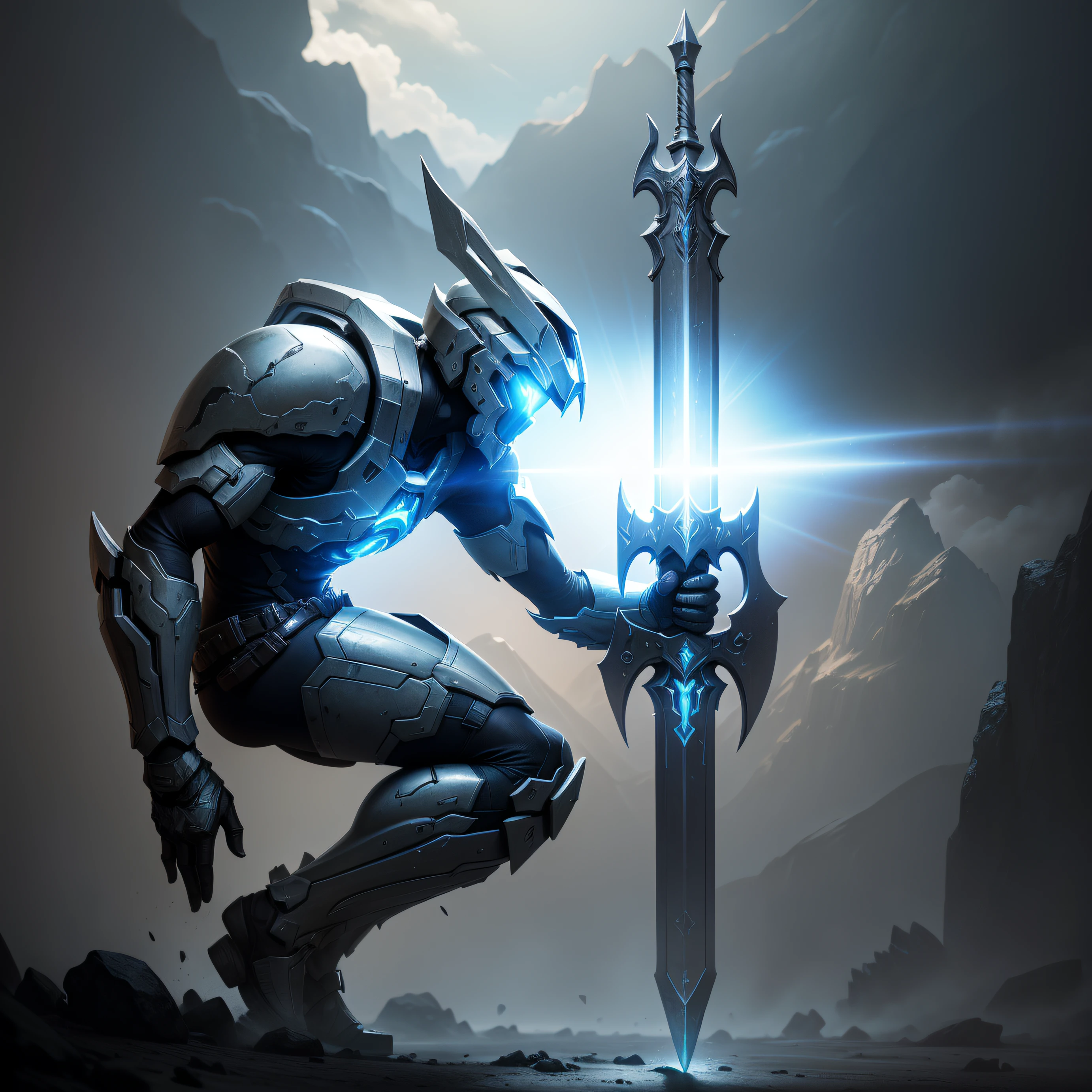 Game asset sheet, the sword from the game Halo 3, isolate on white background, cinematic lighting, game style