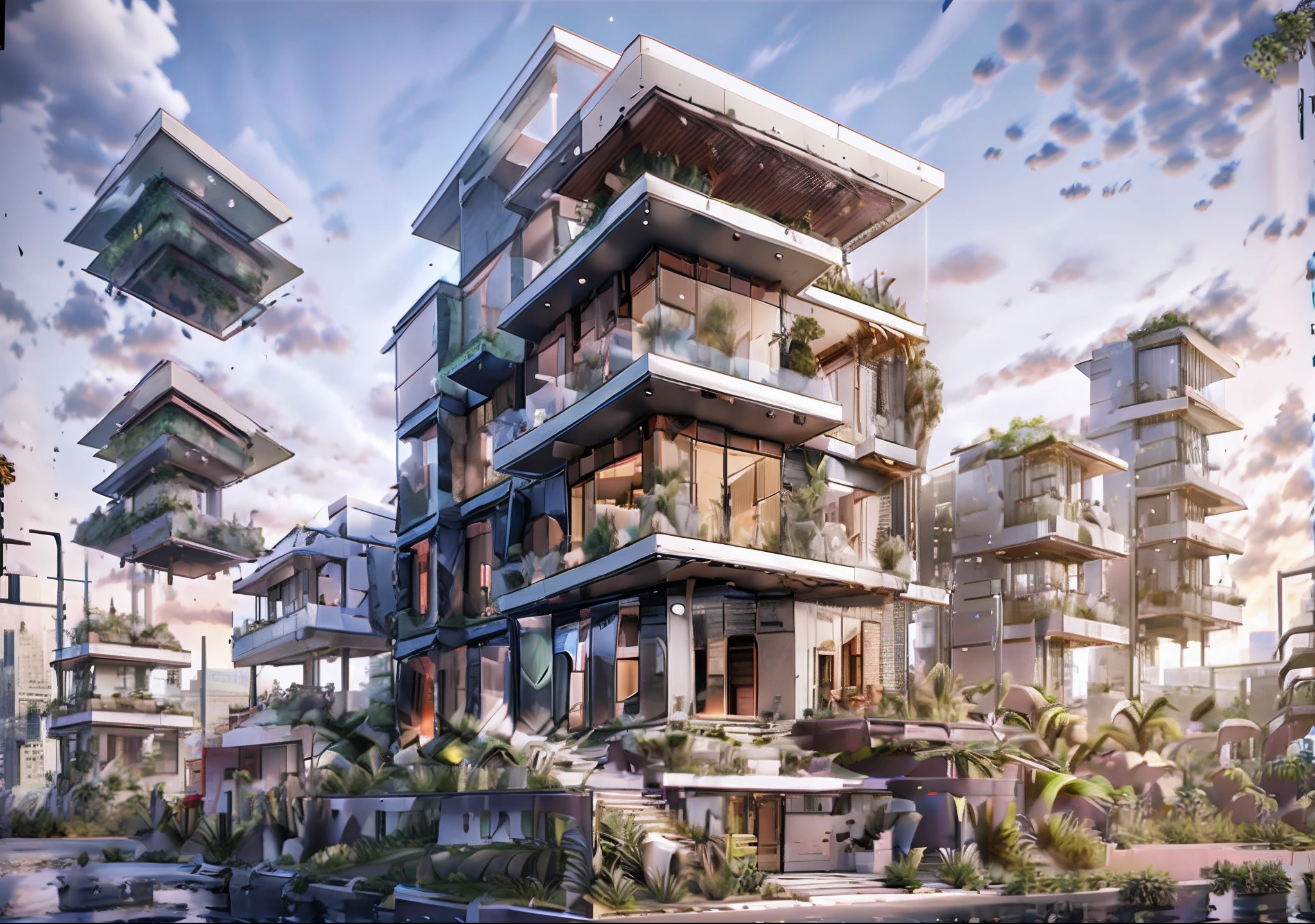 a rendering of a tall building with a lot of windows, conceptual, front-view, elevation view, perspective view, full building, 3/4 view realistic, sketch - up, building facing, architectural concept, side-view. highly detailed, 3 d rendering, 3d rendering, comprehensive 2 d render, mid-view, front perspective, conceptual rendering