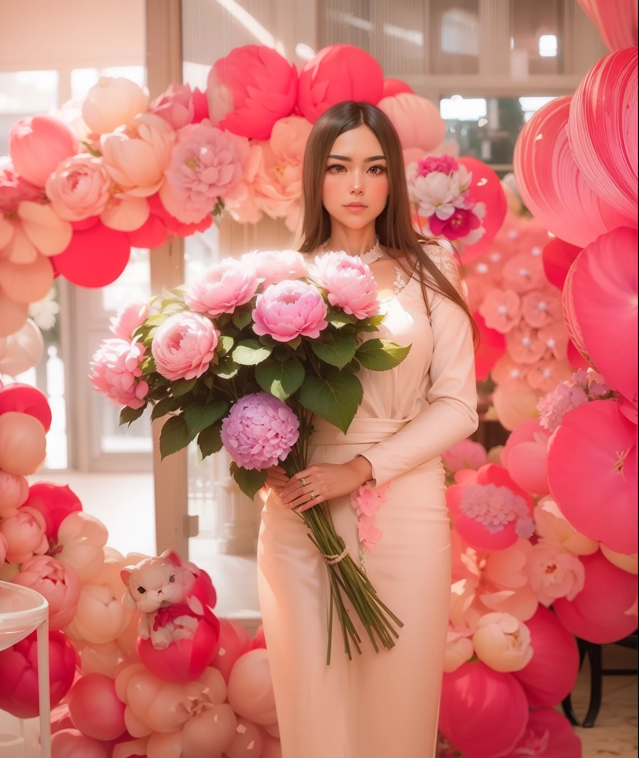 Peony flowers , hydrangea flowers