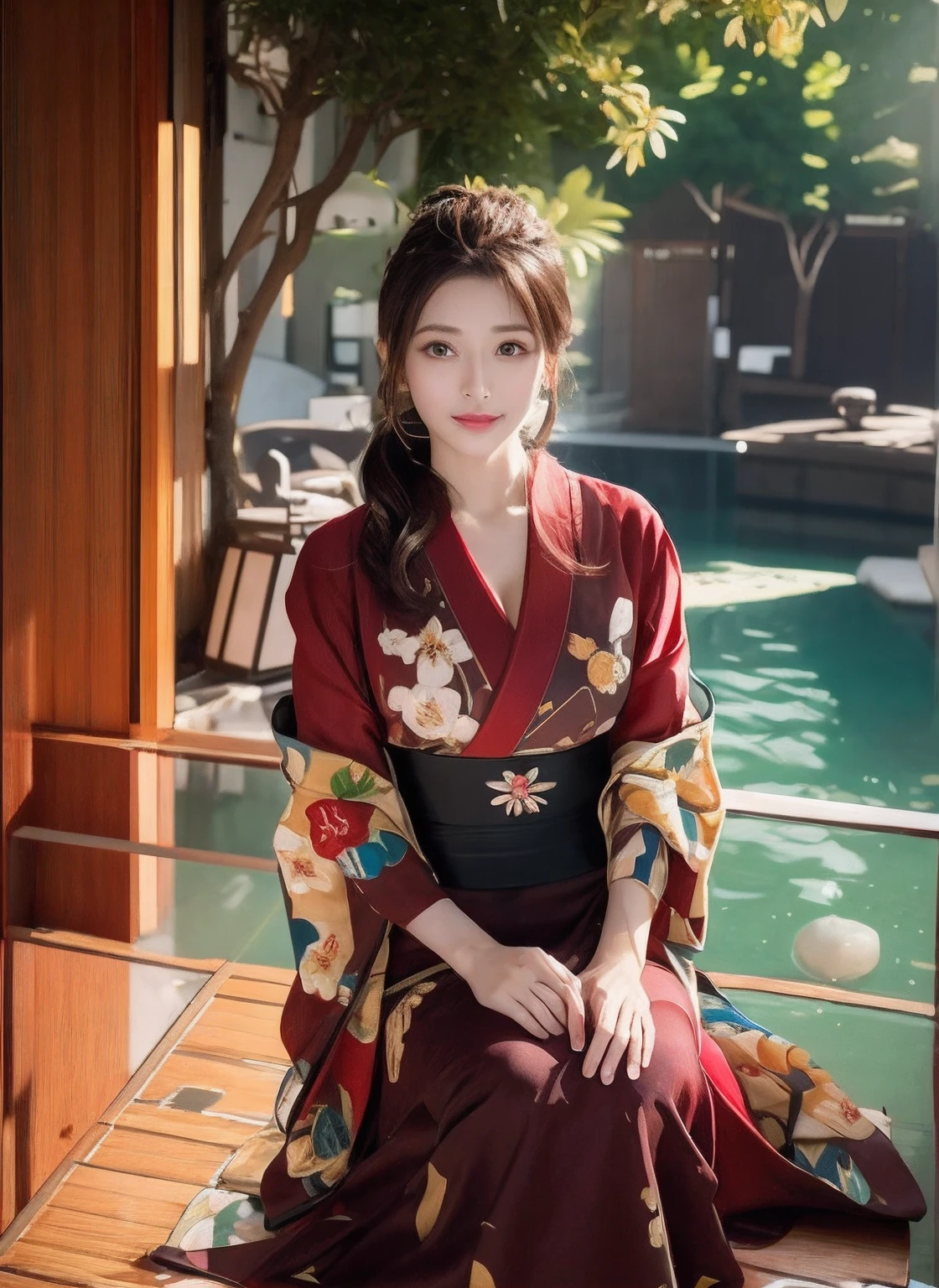 (Photorealsitic:1.4), (NSFW、masutepiece, Best Quality, Illustration, Ultra-detailed, finely detail, hight resolution, 8K Wallpaper, Perfect dynamic composition, Beautiful detailed eyes, Kimono, Off-shoulder, cleavage, Full body、(Photorealsitic:1.4), (NSFW、huge tit、Japanese 0.1 : Korean 0.1 : Taiwan 0.3 、Plump body、Half Model Girl、Left and right symmetrical eyes、Amaste Piece,Best Quality,ultra-detailliert, 8k RAW photo, Top image quality:1.0), (perfect eyes、You can see the cleavage of a beautiful woman、Right and left eyes are the same size、Gold hair ornament、Glamorous earrings、超A high resolution:1.0) Photorealsitic:1.4), (Top image quality:1.0), (超A high resolution:1.0), 8K, Raw photography, (masterpiece:0.2), (perfect eyes、Colossal tits、large full breasts、Lashes、dual、pureerosface_v1:0.5)、(Best Quality Detail:1.2)、realisitic、8K、hight resolution、(1girl in:1.2)、The ultra-detailliert、High quality textures、intricate detailes、Japan hair、geisha、Black colored eyes、Beautie、kawaii faces、)A Japanese style、top-quality、Original、Very rich detail、masuter piece、Gorgeous girl、Very detailed、nffsw、refined face、japanese kimono、Red kimono、the best quality t,Original,,Very rich in detail,masuter piece,refined face,wide red robe with large sleeves,,,Highly detailed ajc、High quality shadows、thin jaws、a small face、Right and left eyes are the same size、,1girl in, kawaii faces, Glamorous body, Kimono, Kimono with Japanese pattern,gorgeous hair decoration、piercings、cleavage of the breast、Floral scrunchie, Beautiful skin, Facing the front,Standing and watching the audience、Align your hands elegantly,Smile faintly The Land of Japan,Japanese garden, (Realistic:1.3), large full breasts,Amaste Piece,Best Quality,ultra-detailliert, 8k RAW photo, Top image quality:1.0), (perfect eyes、I can see the cleavage、Right and left eyes are the same size、Glittering hair ornaments、Flower Earrings、超A high resolution:1.0) Photorealsitic:1.4), (Top image quality:1.0), (超A high resolution:1.0), 8K, Raw photograp