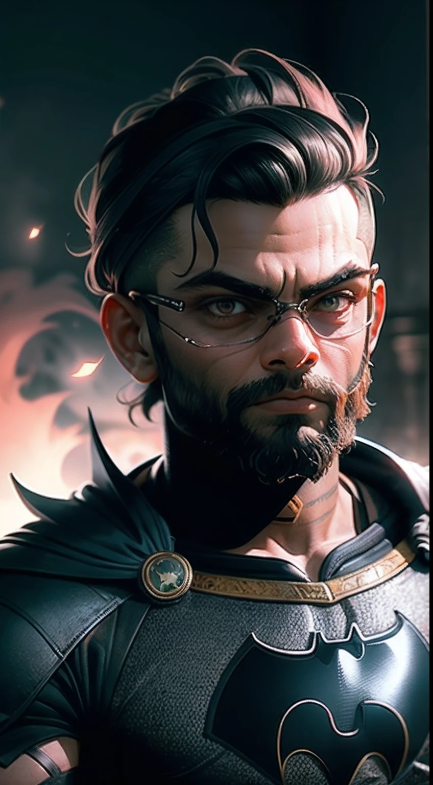 Virat Kohli as Batman, Highly detailed, Cinematic, Beard