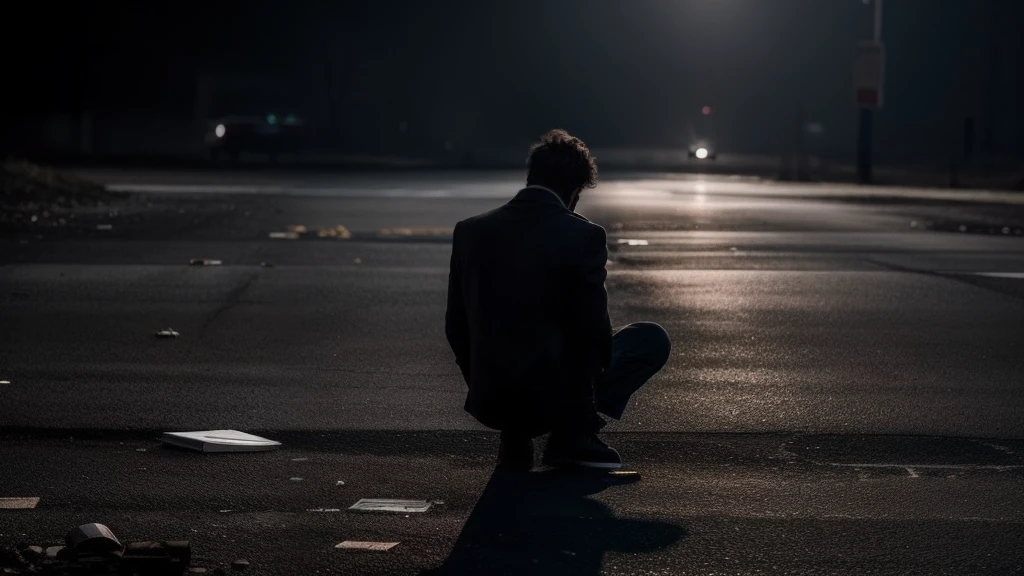A man broke, in terrible shape, miserable. chaotic