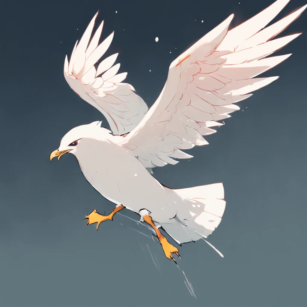 a powerfull flying seagull, 2d, flat, vector illustration, football team emblem, logo, centered, sharp, clean linework, sports, neutral grey background