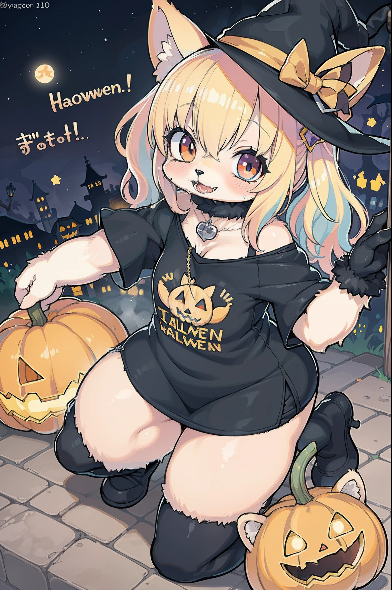 Charming Halloween 8 Year Old Witch Autumn Icon Pack, Random facial expressions, Random coloring, Cartoon style, 2D, planar vector, Character Design, T-shirt design, Colorful splashes, Vector art, Fantasy Art, Watercolor effect,Digital Painting, white bg, 8K,body covered with fur