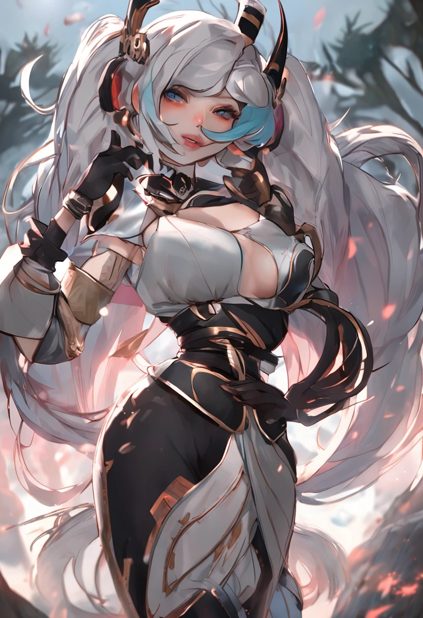 league of legends character art, League of Legends concept art,league of legends splashart, League of Legends character, league of legends art, from league of legends, Riot game concept art, league of legends style art, league of legends splashart, league of legends champion,komono, Hanfu,Taoist uniform,Off-the-shoulder attire,shift dresses,ta prostitute,Motion blur, Depth of field means reflection,extreme light,fog atmosphere,The moonlight shone on the side of the girl's face,realisticlying,no-bra,vacuum,Extra-long sleeves,Long off-the-shoulder dress,huge tit,cleavage,Full length of colorful hair(1.9),Color gradient for long hair,Messy hair,Barefoot,Full body like,realskin,realcumAI,Snow-white skin,Snow-white thighs,Top image quality,Extreme light and shadow,White panty hose,High details,Standing painting,lines of movement,dynamicposes,komono,PC Wallpapers,Two-thirds of the canvas generates the body,Move the chart Green Forest, It is surrounded by tall trees and a gentle mist.