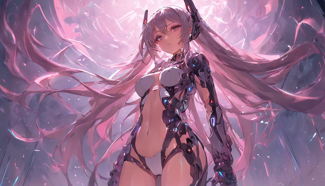 Surprisingly beautiful cyberpunk woman, Equal body long hair,Full body photo, illusory engine, 3Drenderingof, Extremely detailed, voluminetric lighting, 8K, high resolution, Polished,Domineering posture,Expose the lateral breasts,