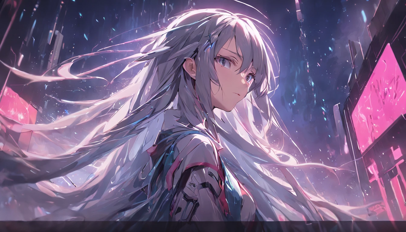 Surprisingly beautiful cyberpunk woman, Equal body long hair,Full body photo, illusory engine, 3Drenderingof, Extremely detailed, voluminetric lighting, 8K, high resolution, Polished,Domineering posture,Expose the lateral breasts,