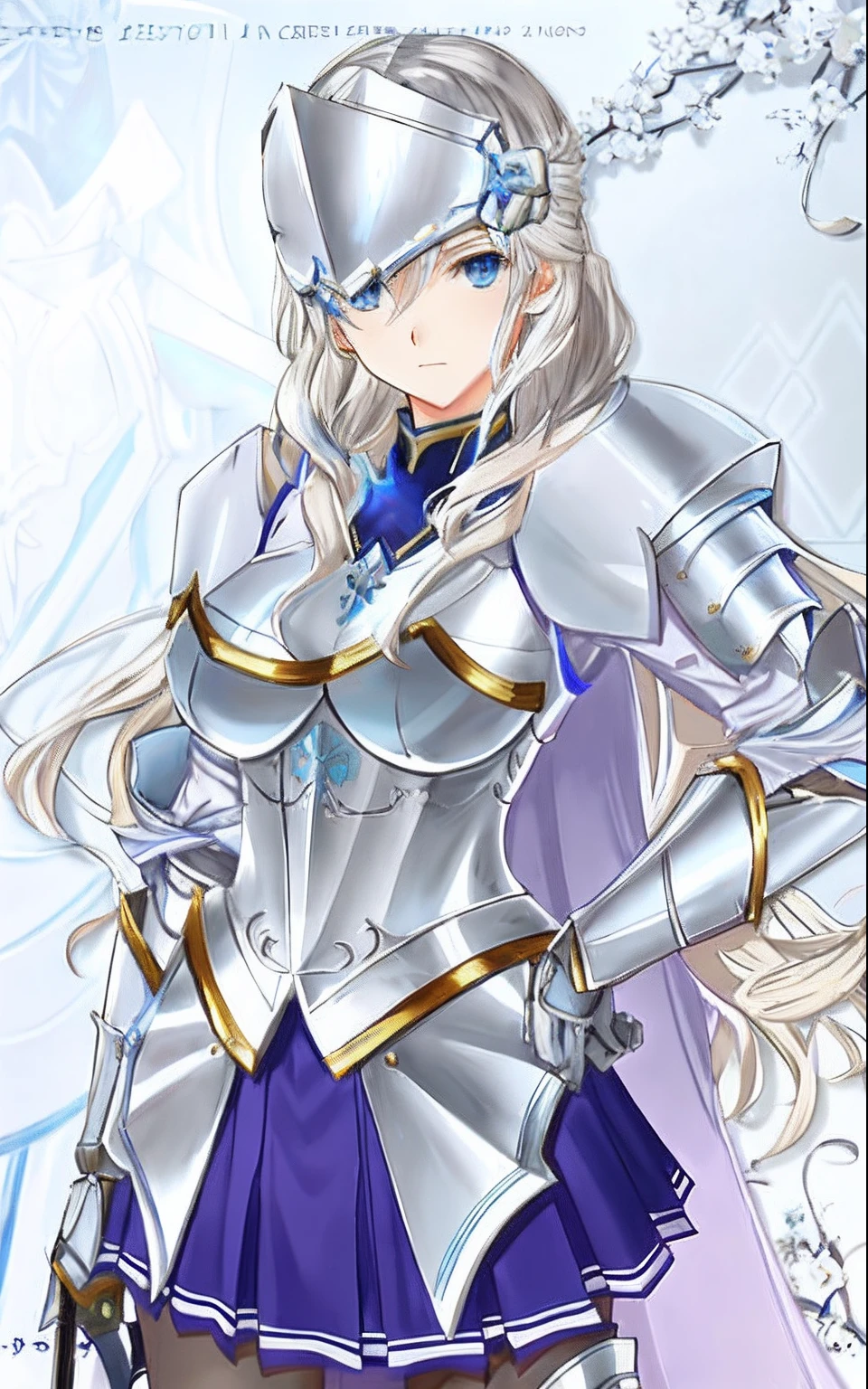 Anime girl holding a sword in silver and blue clothes, inspired by Li Chevalier, Armor Girl, with sleek silver armor, wearing shining armor, sliver ice color reflected armor, dressed in light armor, Artoria Pendragon, in opal armor, Silver armor, Shiny plate armor, covered in full silver armor, skintight silver armor, Wearing armor!!