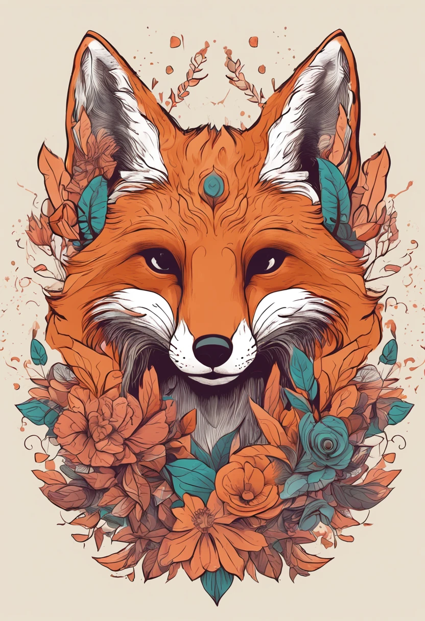 Fox anthropomorphic archaic flower