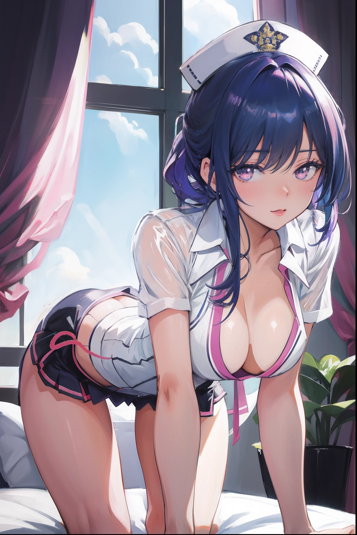 A woman in uniform poses on a bed, seductive anime girls, clean and meticulous anime art, beautiful and seductive anime woman, Guviz, Anime girls, Extremely detailed Artgerm, anime moe art style, Beautiful anime girl, Smooth anime CG art, attractive anime girls, | fine detail anime, beautiful alluring anime teen