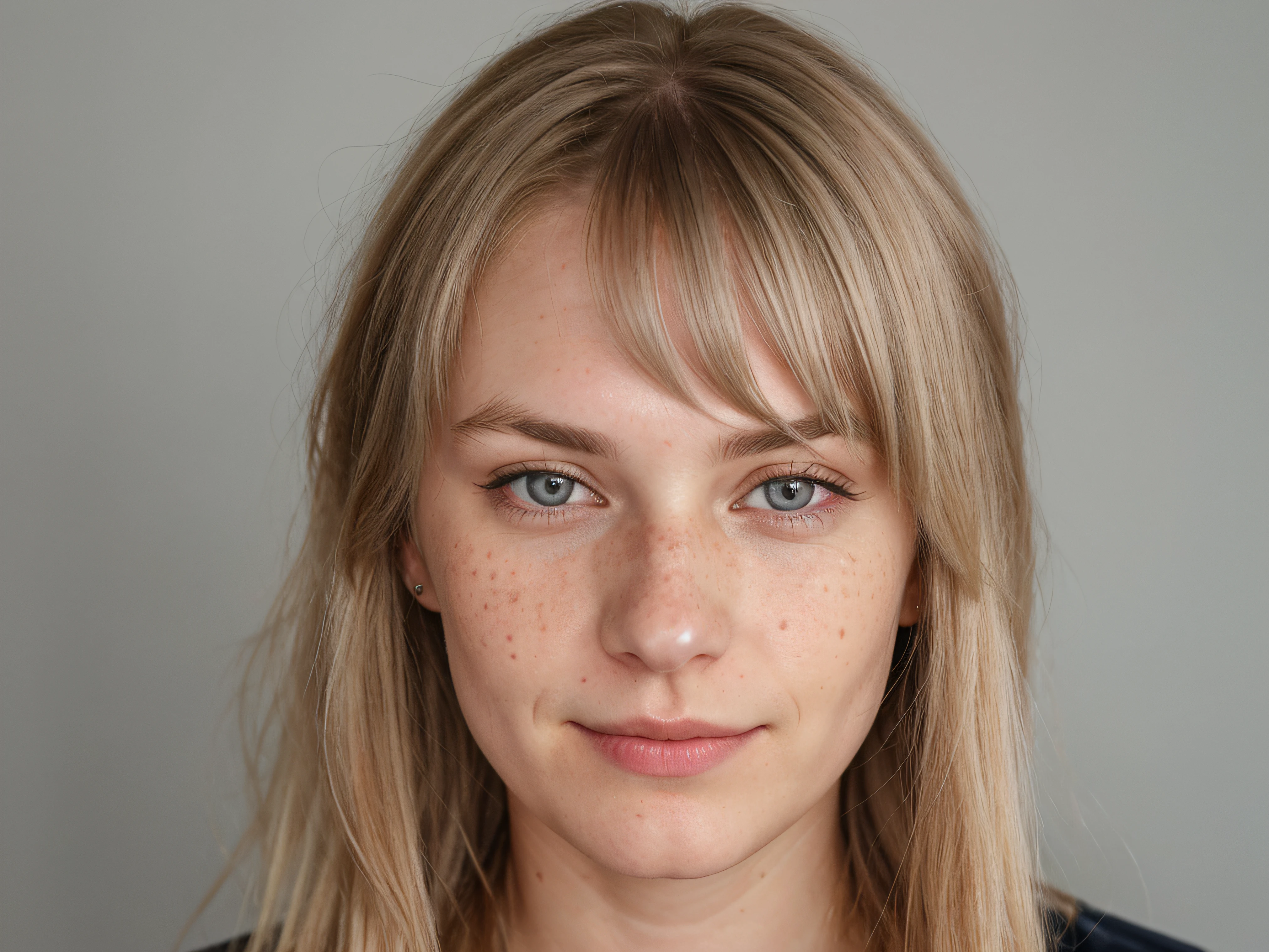 cute german girl with dirty blond hair and blue grey eye smile in Goettingen. She is around 28 years old and currently doing PhD. She has straight hair with front bang cut hairstyle. Her height is 171cm and she weight 70kg`. She has a little bit freckles in her cheek and nose.