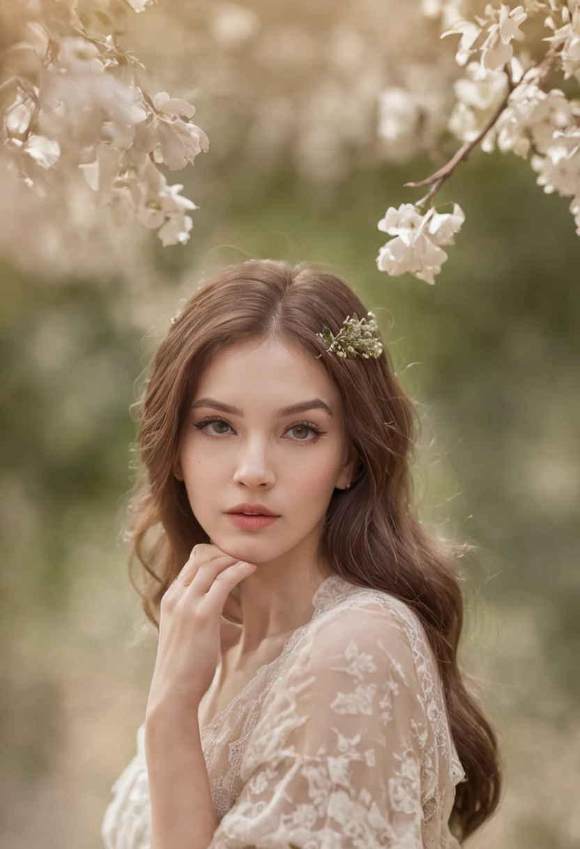 "1 girl in a beautiful beace landscape"