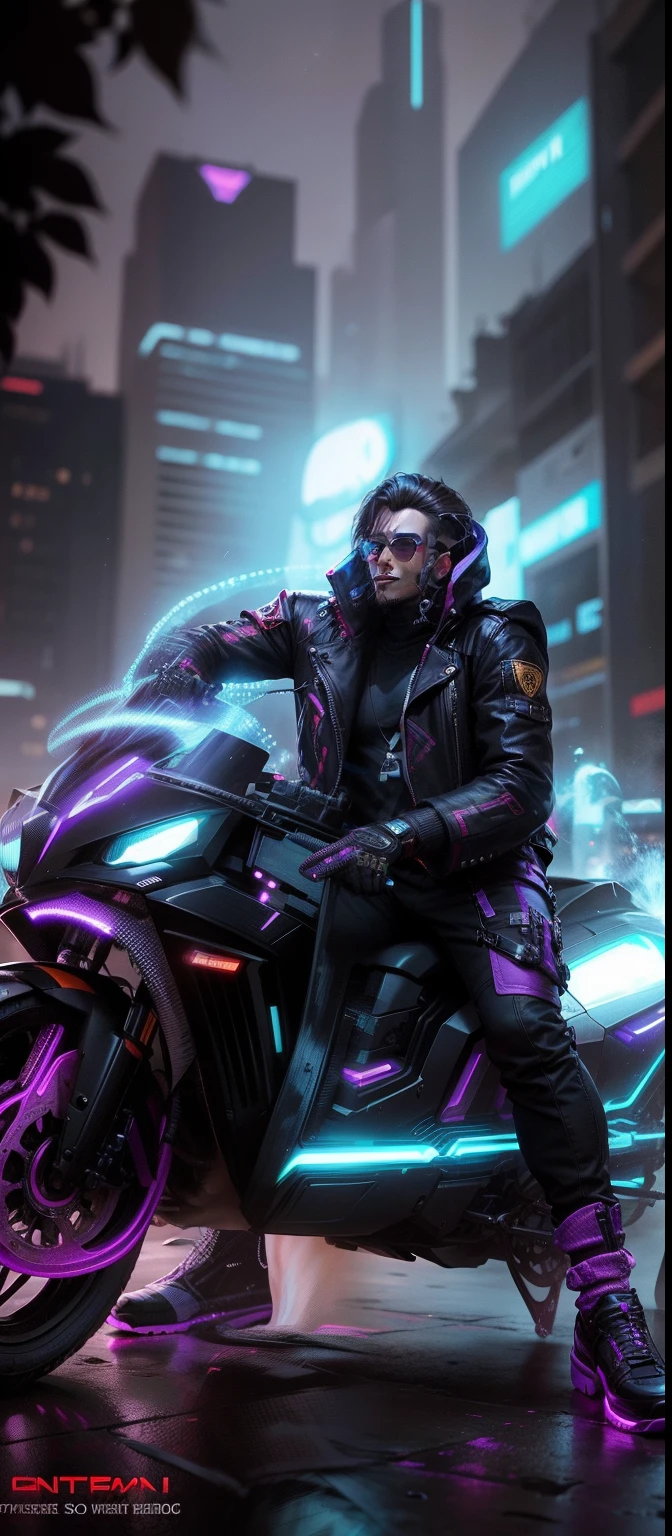 Handsome boy good look, wearing helmat, cyberpunk style