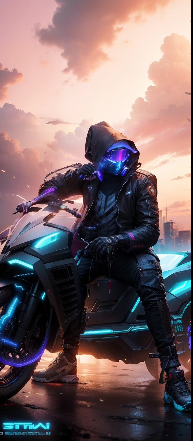 Handsome boy good look, wearing helmat, cyberpunk style
