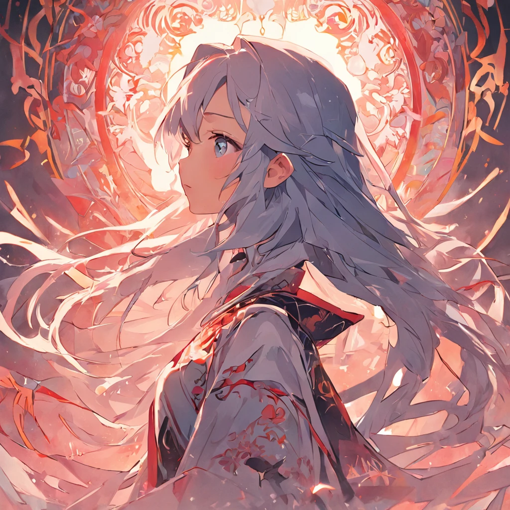 "(White background：1.4)，Silhouette of girl with eyes closed，Long colorful hair，Illustration with oriental elements（Chinese illustration：1.3，paper art：1.3，Quilted paper art：1.2），Reasonable design，Clear lines，High sharpness，Best quality，Very detailed masterpiece-like picture，Enjoy cinematic lighting effects，The resolution is 4K。"