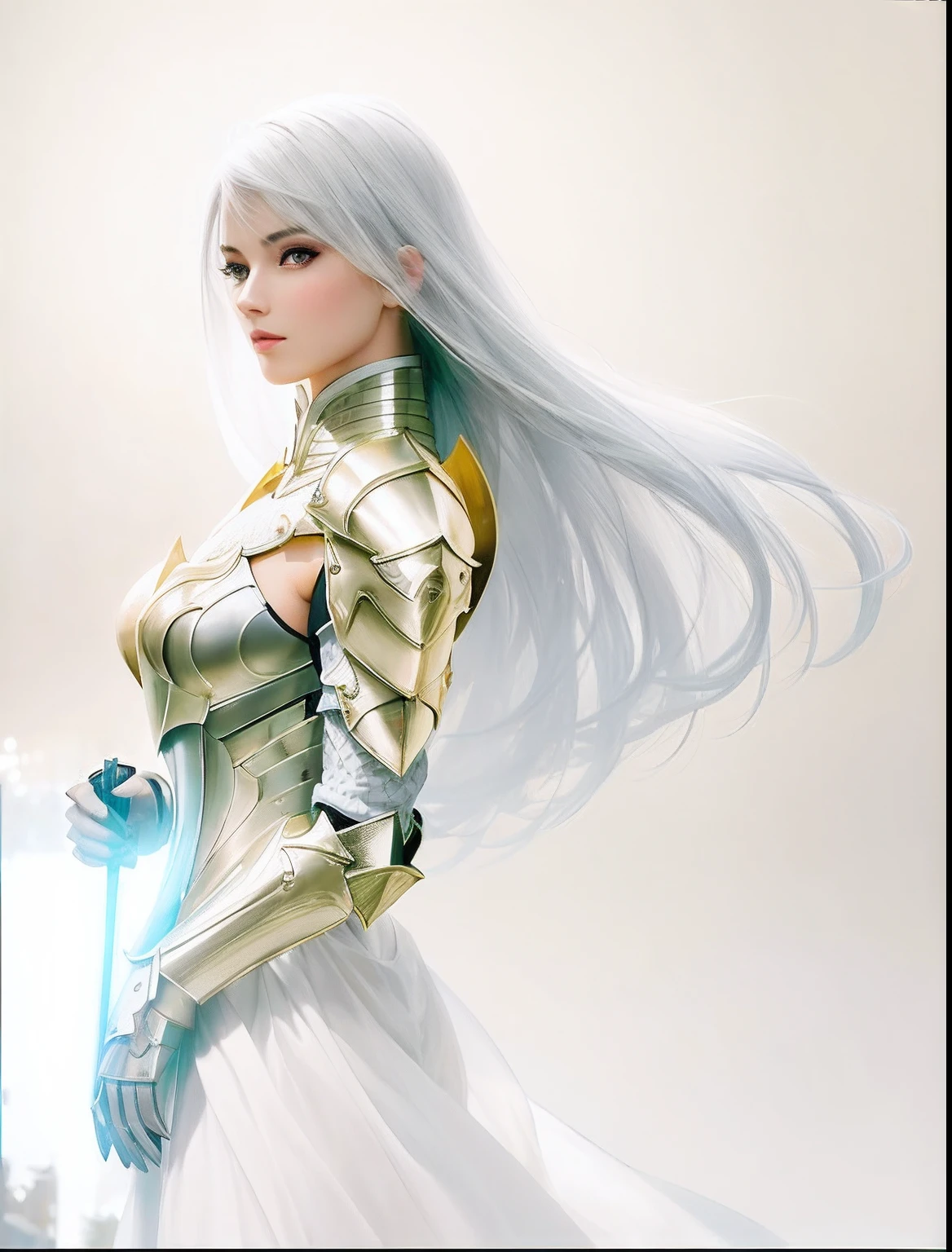 ((beauty slim shape)) perfect skin and perfect beauty face, hyperrealistic masterpiece, (((in extremely complex & superdetailed paladin armor))), cinematic illumination: 8k, symmetrical eyes, realistic, sharp focus, HD, highly detailed, intricate, photography, hyperrealism, hyperrealistic, film, studio portrait, detailed, dramatic lighting, maximum definition and sharpness, (((highly detailed external glowing lighting))), (((short hair)))