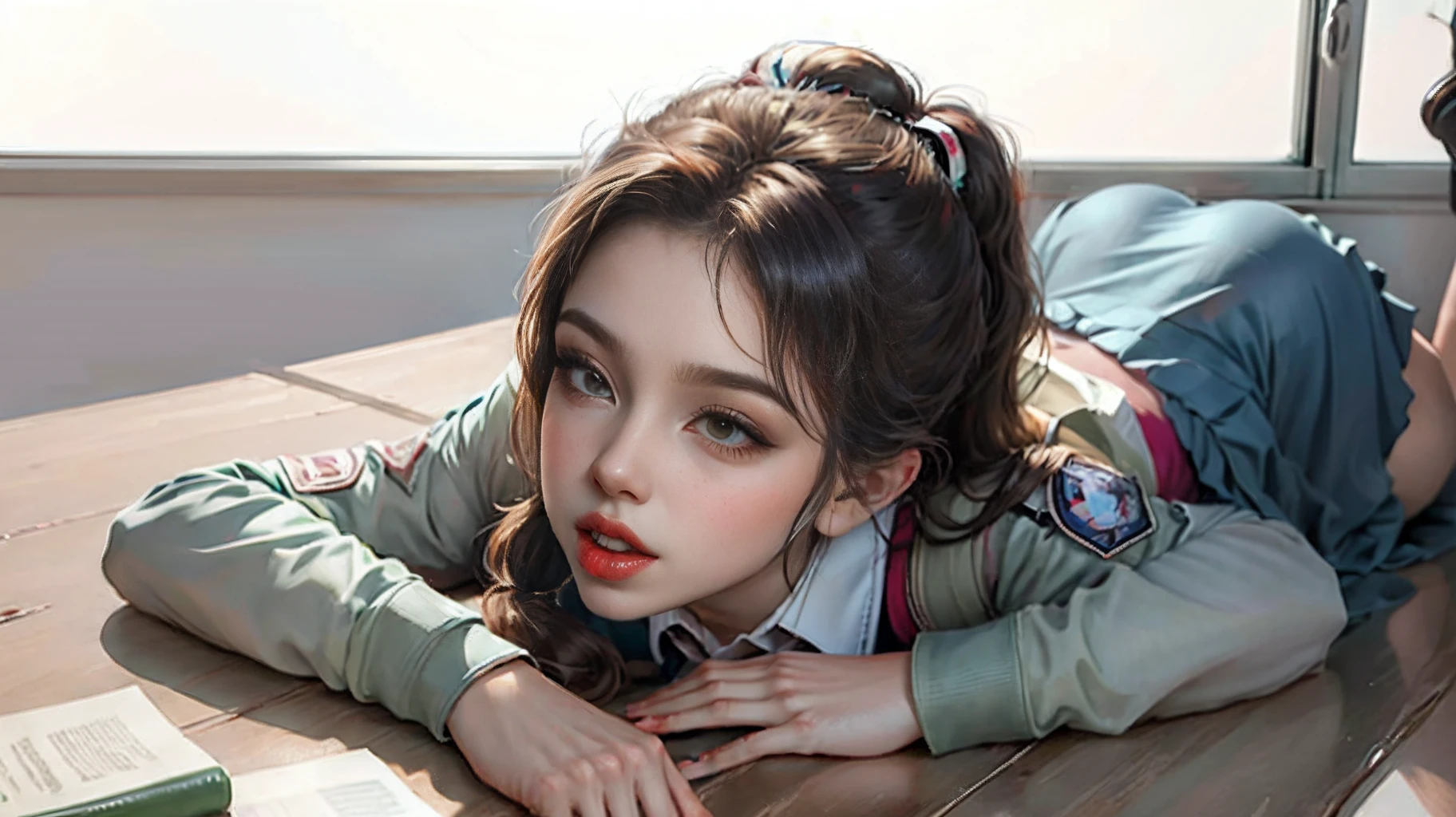 fairy，ponytail，huge_breasts，top-down_bottom-up，school_uniform，，oral sex