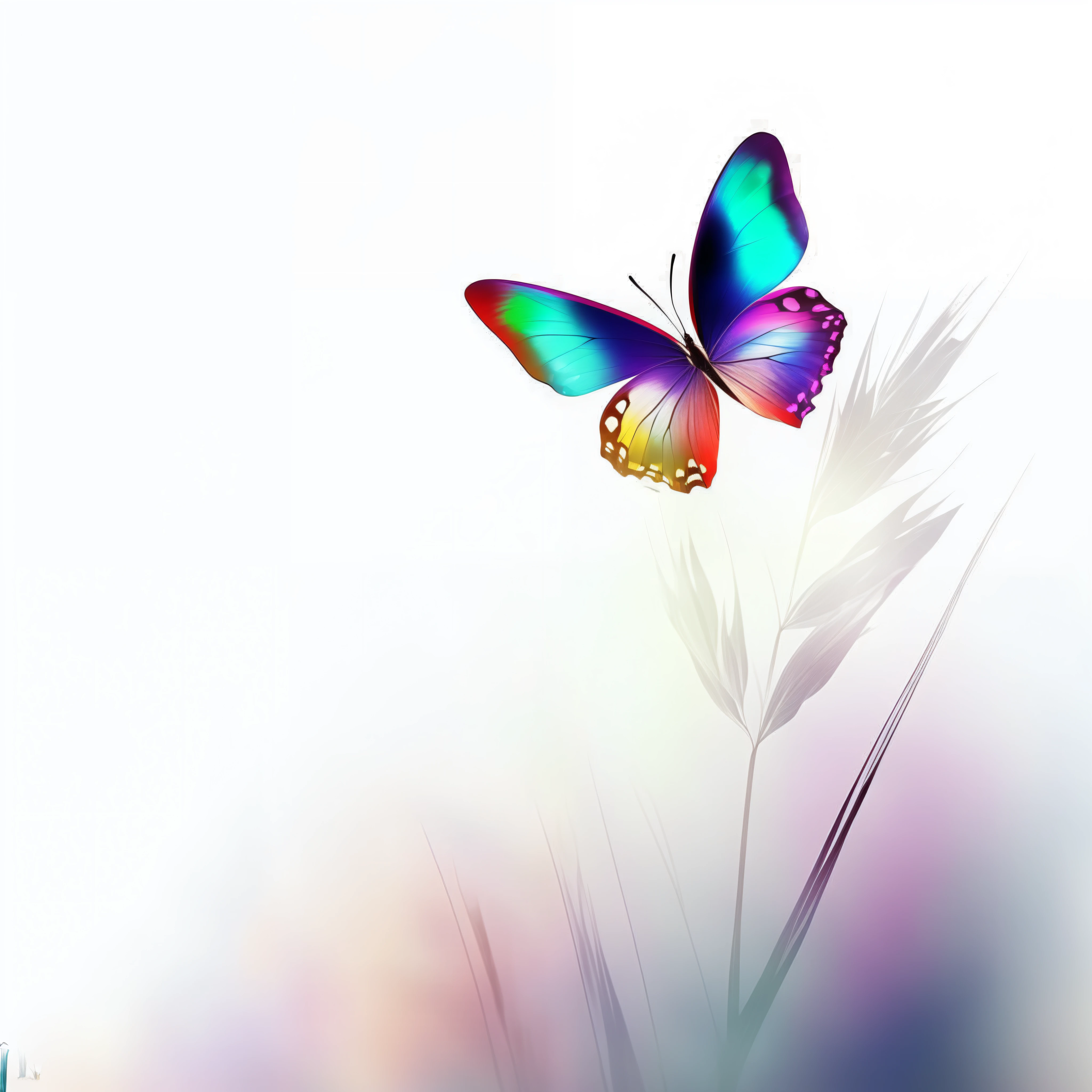 brightly colored butterfly flying over a tall grass stalk, colorful hd picure, harmony of butterfly, butterfly, wallpaper - 1 0 2 4, wallpaper hd, beautiful wallpaper, beautiful digital art, hd wallpaper, beautiful gorgeous digital art, beautiful digital artwork, high quality desktop wallpaper, wallpaper background, very beautiful digital art, beautiful colorful, high quality wallpaper, butterflies