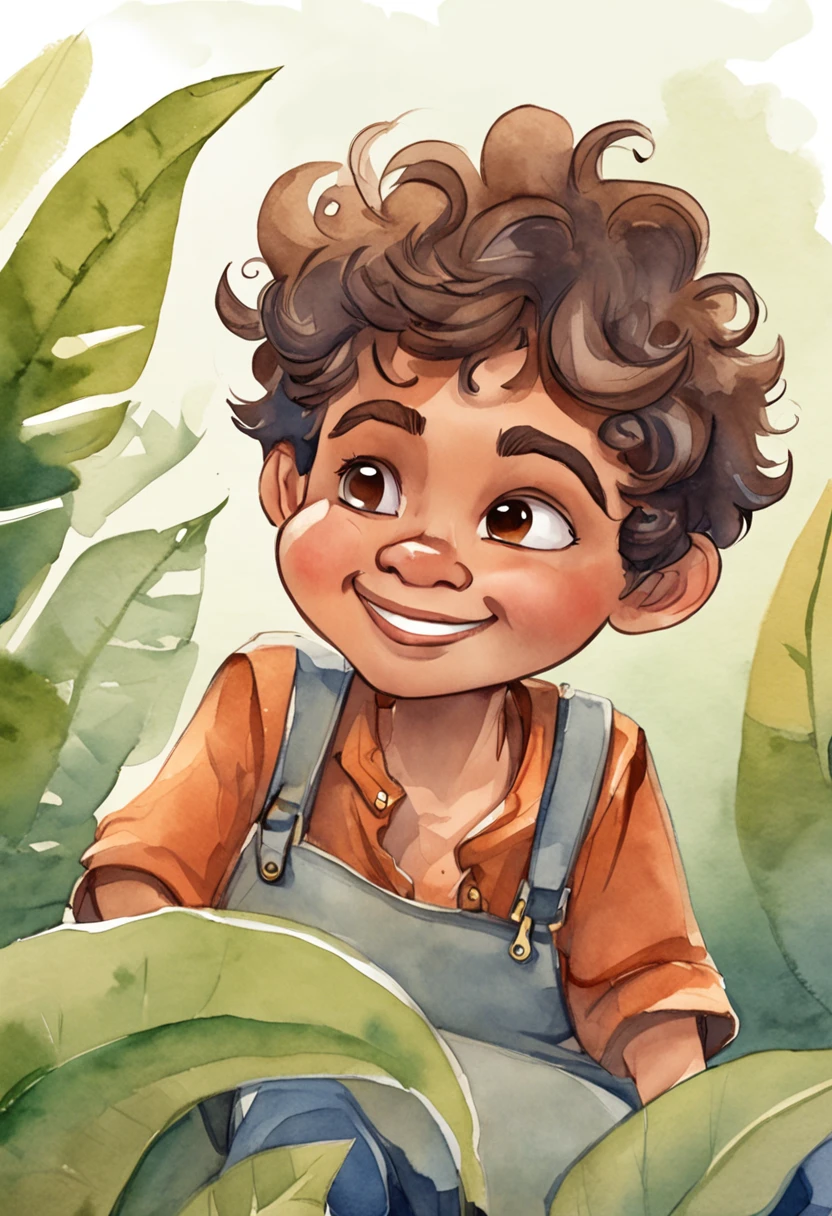 full body, whole body, Vintage watercolor pixar style, beautiful man with short brown hair, dark tan skin tone, happy face, head up, closed eyes , arms raised, a simple minimal art with soft colors, using Boho style, tale of fairy, realistic and detailed hair, not laminated, Disney movie m close-up of a cartoon character, cute detailed digital art, digital painting, high quality 8k detailed art, loish and wlop, Guweiz style art , cartoon digital painting art, cute digital art, detailed digital painting,